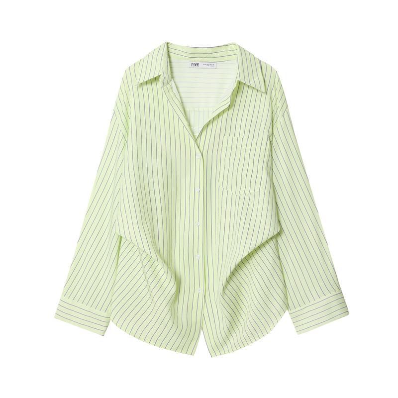 2025 Winter New European & American Style Women's Striped Batwing Sleeve Shirt