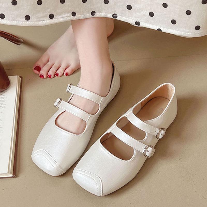 Märke trasig kod rea första lager kohud damskor mjuk sula inte trötta fötter enkelskor Mary Jane-skor inre höjdhöjande skor tofflor