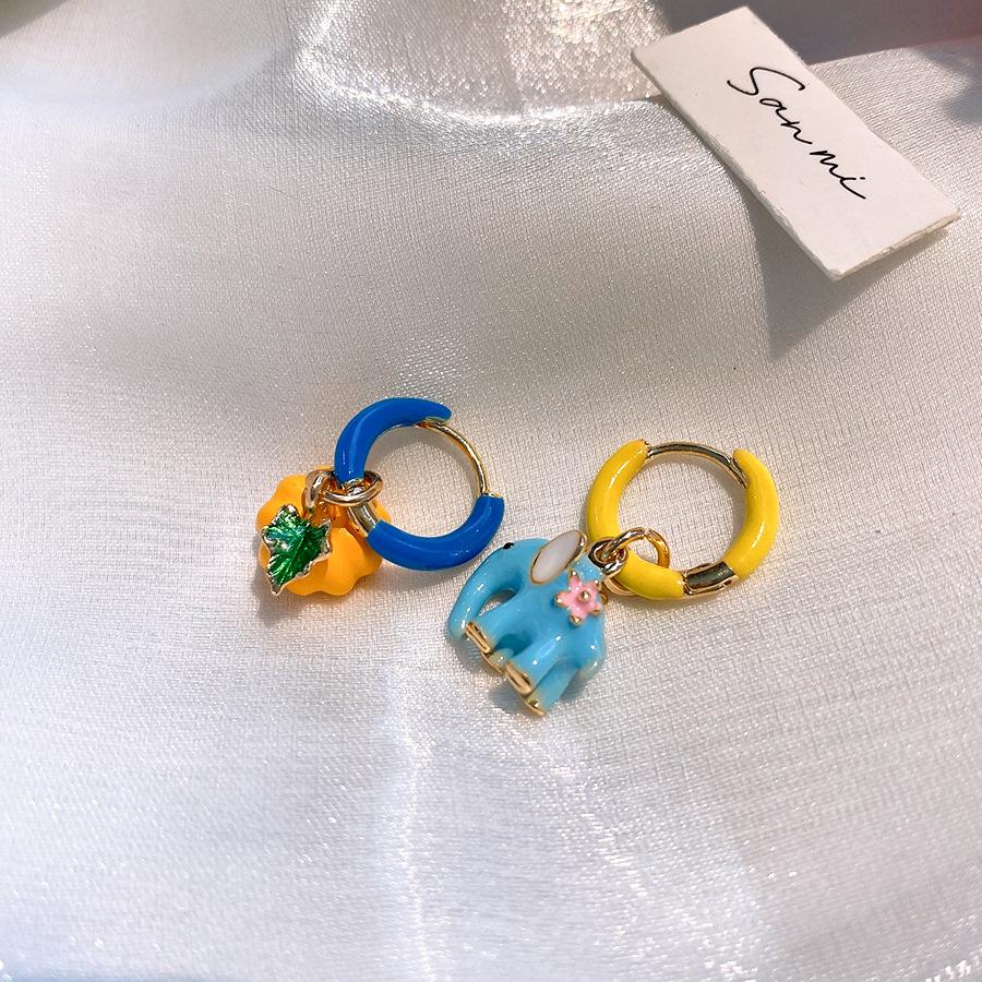 Мультяшные милые контрастные цветные серьги-подвески слон тыква серьги серьги дизайнерское чувство нишевые