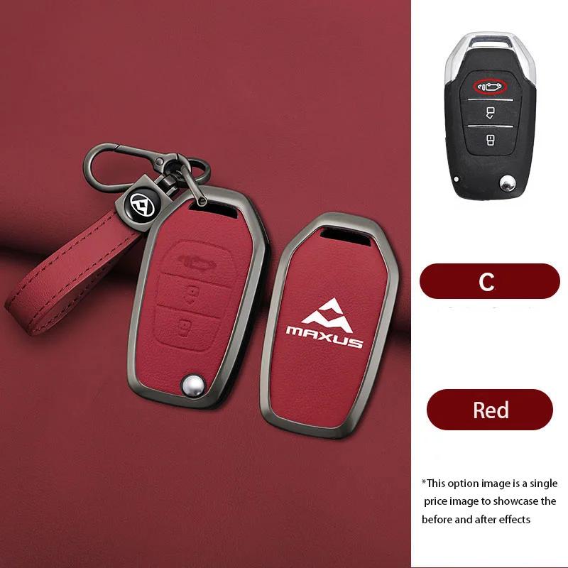 Interior Mouldings Zinc Alloy Leather Car Key Case Cover For SAIC MAXUS T60 Keychain Remote Auto Protection Guard Shell Fob Hold