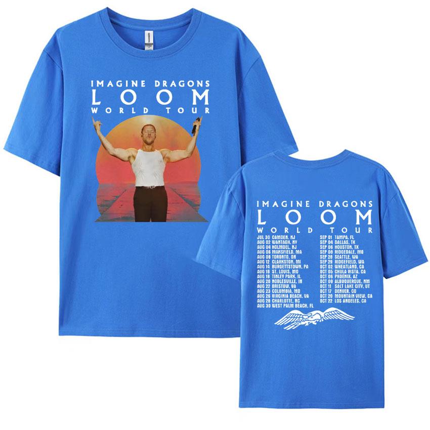Imagine Dragons Loom Tour 2024 Double Sided Graphic T Shirt Mens Women Vintage Hip Hop Rock Oversized Cotton Tshirt Streetwear