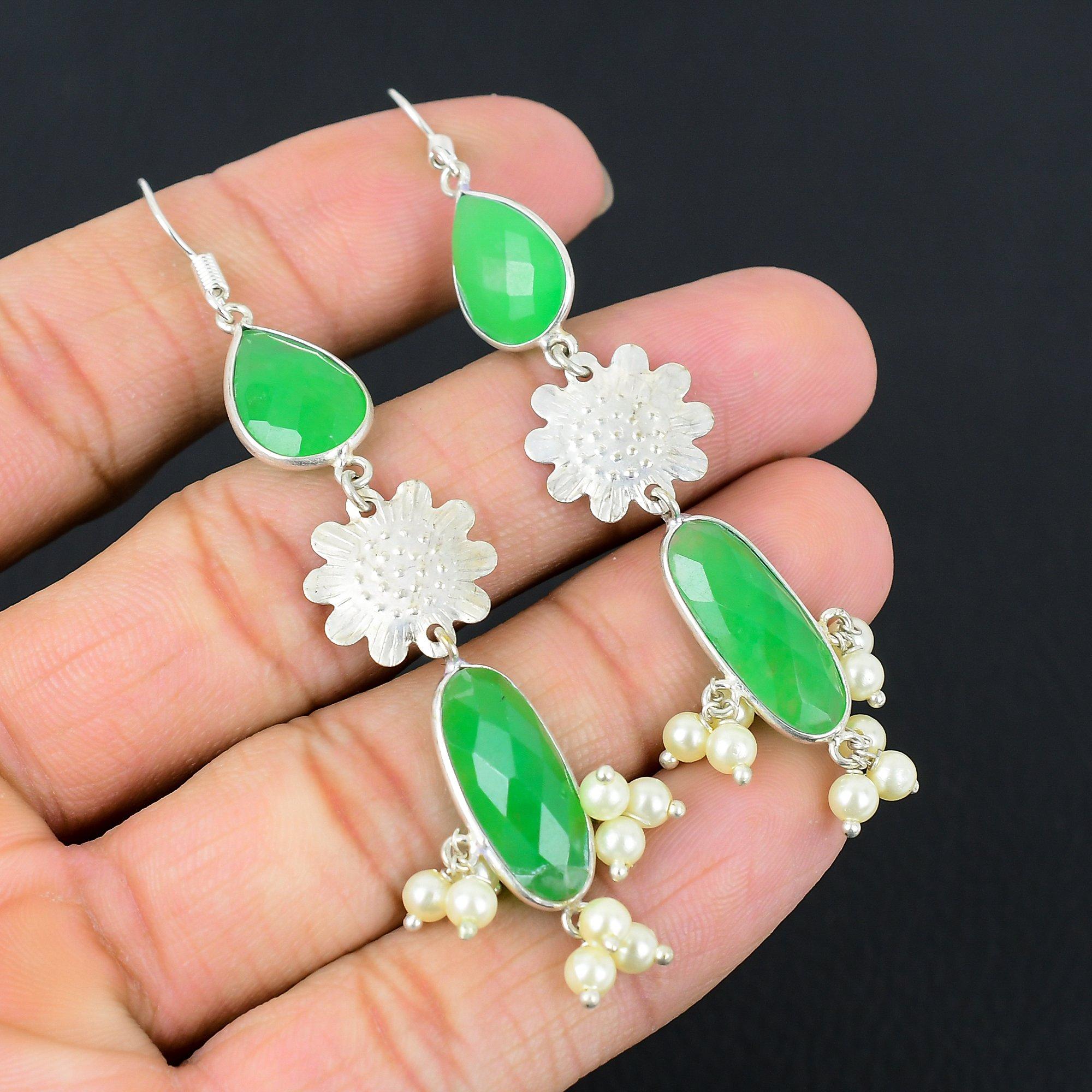 

Серьги-подвески из стерлингового серебра с камнем зеленый кианит для чакры горла