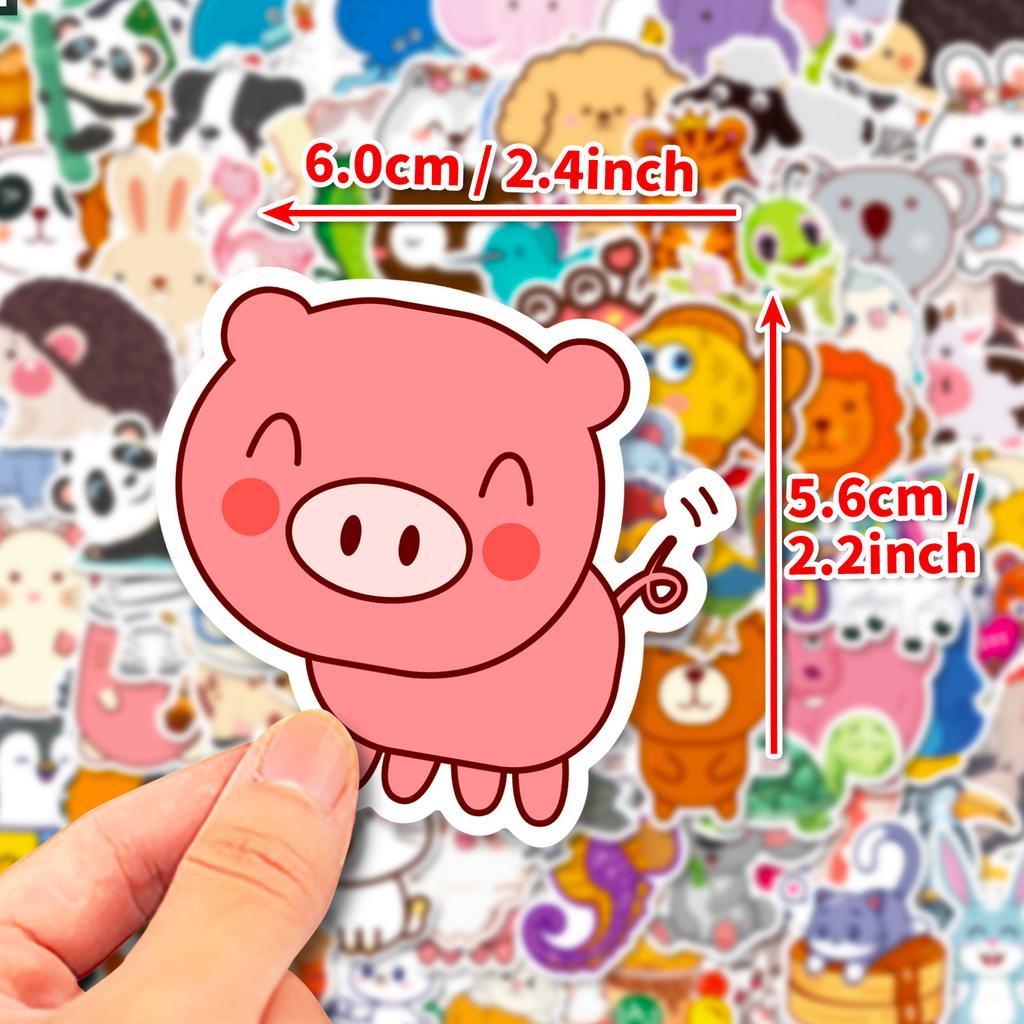 100 Cute Little Animal Stickers Cartoon Diy Waterproof Little Animal Graffiti Stickers Notebook Decorative Stickers