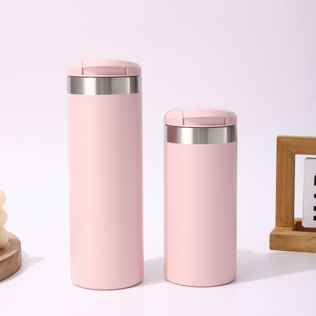 Flip Direct Drinking Coffee Cup 304 Stainless Steel Thermos Cup Office Student Outdoor Sports Straight Cup