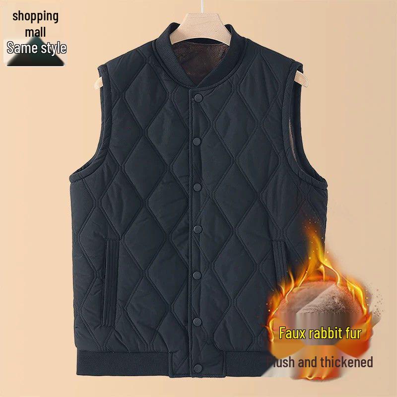 

Men s Faux Rabbit Fur Vest with Velvet Lining: Warm Winter Shawl for Middle-Aged & Elderly Dads 2XL [130-150 catty]