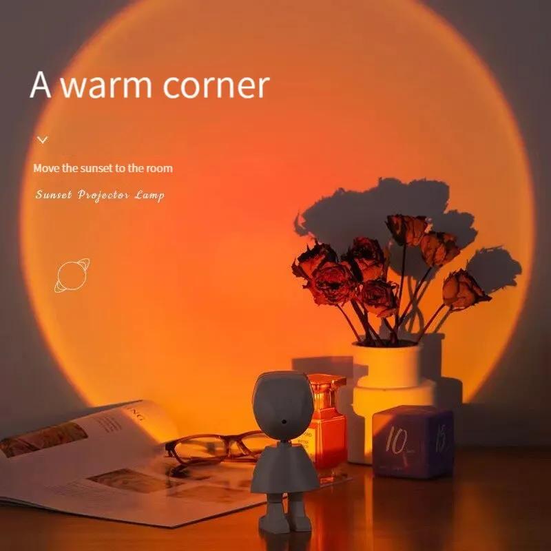 LED Astronaut Sunset Light Rainbow Color Projection Night Light USB Charging Touch Control for Bedroom and Game Room Decoration