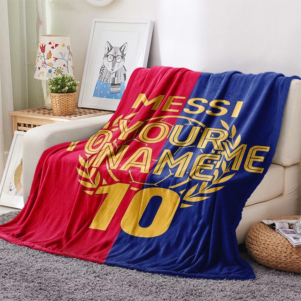 1PC Messi Custom Name Patterned Flannel Blanket Suitable For All Seasons For Home Decor Warmth And Comfort Gifts Holiday Present