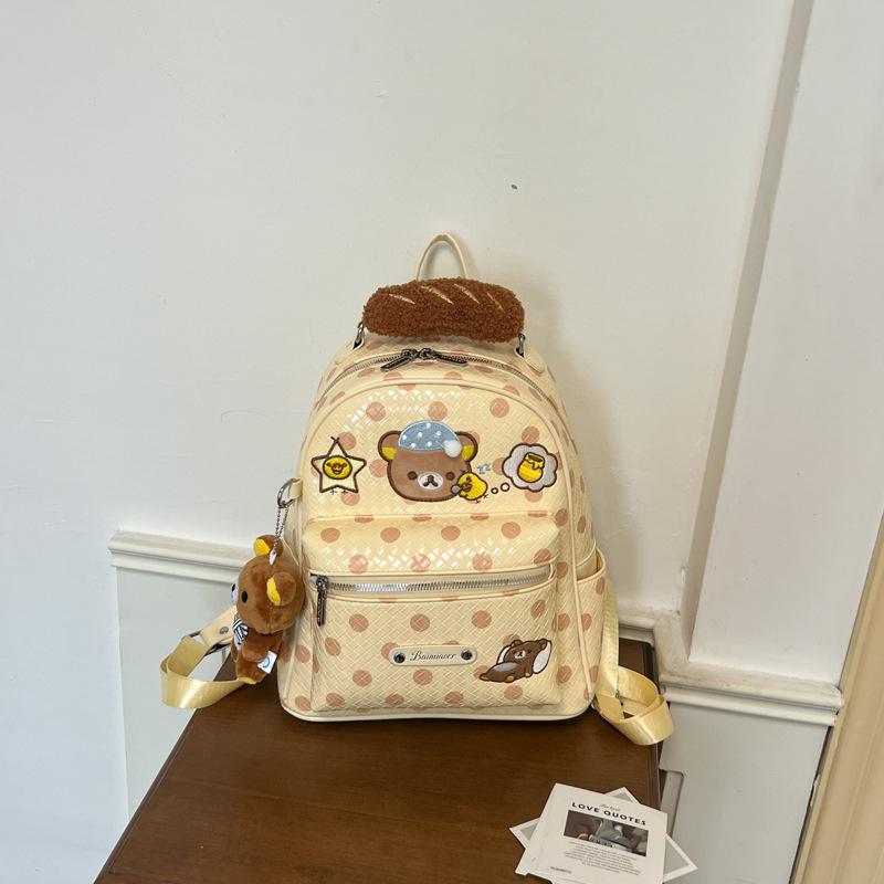 Schoolbag Dopamine Color Polka Dots Easy Bear Backpack Korean College Girl Backpack Junior High School Cute Cartoon School Bag