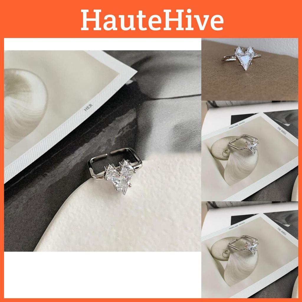 Elegant Geometric Style Adjustable Heart Ring For Women Premium Fashion Accessory