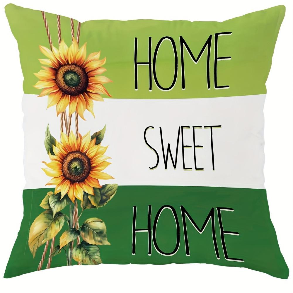 Sunflower-themed Cozy Pillow Cover: Bright Blooms and Heartfelt Home Wishes, Sofa Chair Cushion Cover, Room Decoration