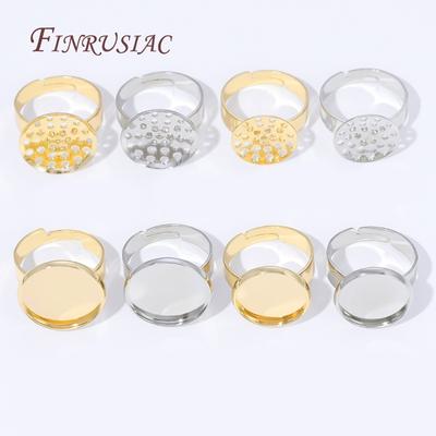 2/4/6 Stück Verstellbare 14K Gold Plated Offene Ringfassungen Leere Basis Fassung Cabochon Ringe Für Schmuckherstellung DIY Fingerring Leere