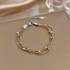 Gold Silver Color Wrap Beaded Bracelets Stainless Steel Wrist Chain Stylish Party Jewelry  Women