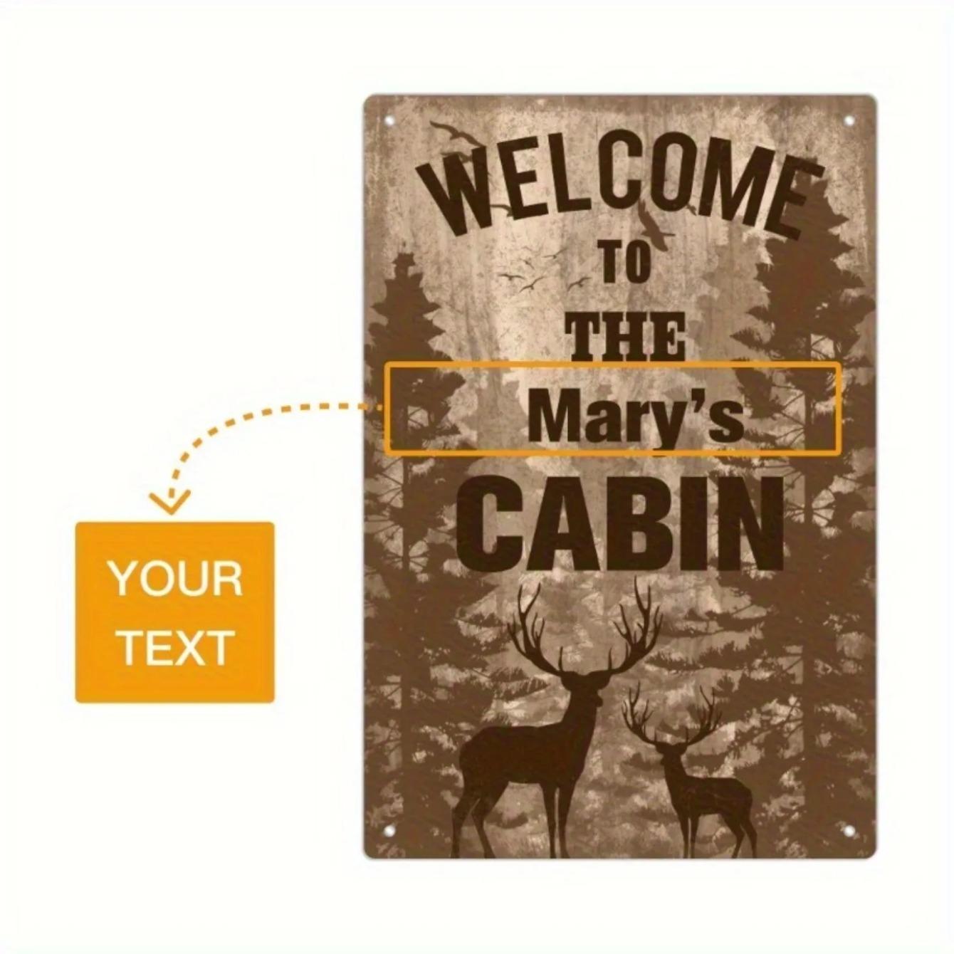

Custom Metal Sign Welcome To The [Your Text] Cabin Vintage Style Plaque Home Wall Art білий