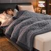 Coral Fleece Blanket Thick Three-Layer Coral Fleece Winter Blanket with Flannel and Lamb's Wool, Single Double Size