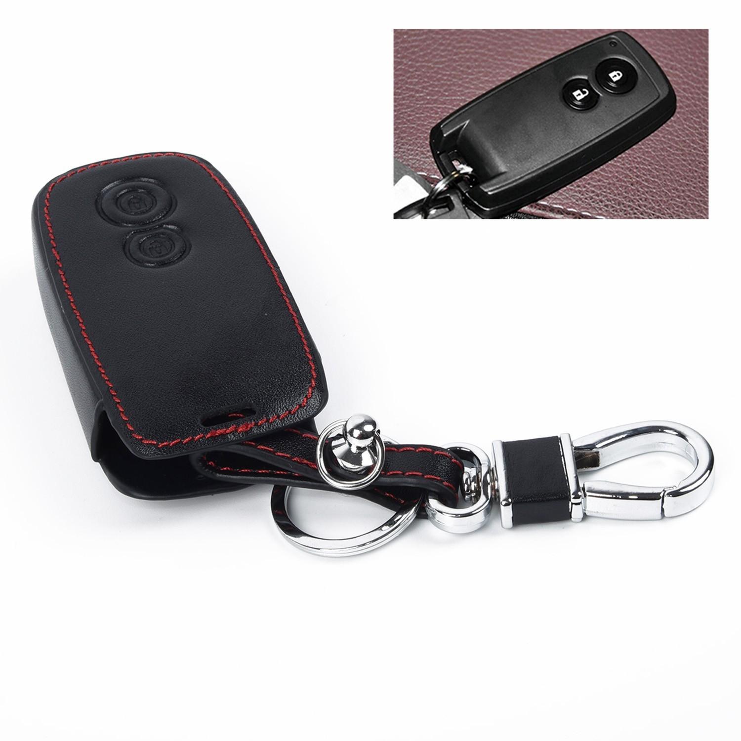 1pc Black Leather Remote Car Key Case W/ Key Ring For SUZUKI Grand Vitara SWIFT