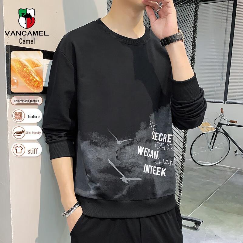 VANCAMEL Herr Ink Wash Print Lös Sweatshirt