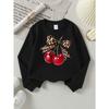 Girls' Sweatshirt, Girls' Clothes, Girls' Round Neck Fashion Sweatshirt, Leopard Print Bow Cherry, Girls' Autumn And Winter Trendy Print Sweatshirt