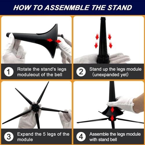 Portable Trumpet Stand, Foldable Metal Trumpet Holder with 5 Legs for Trumpets