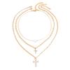 Rhinestone Pearl Cross Pendant Multi-Layer Choker Necklace: European & American Fashion Jewelry