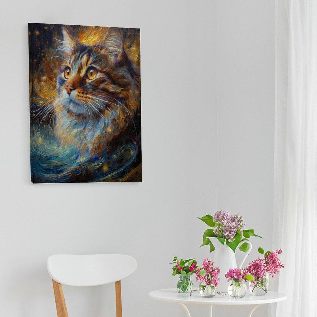 Wish Trendy Cat Animal Canvas Art - Frameless Home Decor for Entryway, Bedroom, or Living Room