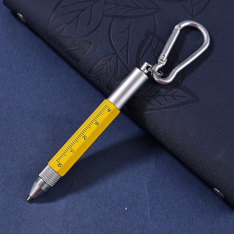 Monking 6 In 1 Multifunctional Pen With Keychain Touch Screen Stylus Capacitive Pen With Screwdriver Ruler Ballpoint Pencil Tool