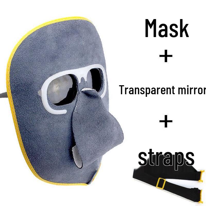 Brangdy Cowhide Welding Helmet with Transparent Goggles