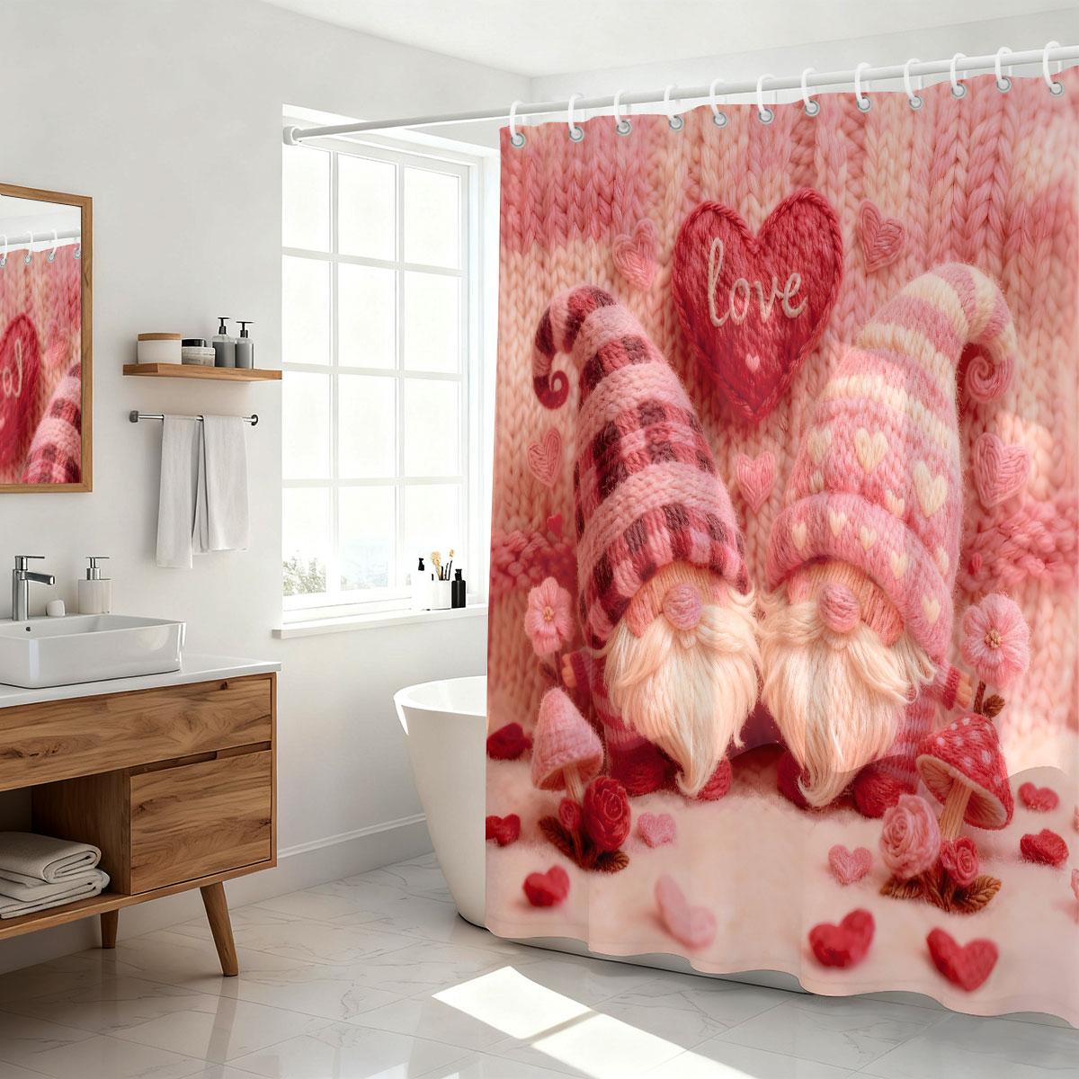 

1Pc Valentine S Day Romantic Goblin Print Waterproof Shower Curtain Partition Privacy Hanging Curtain 12 Hooks Multiple Sizes W60H190(CM)-1 Pcs