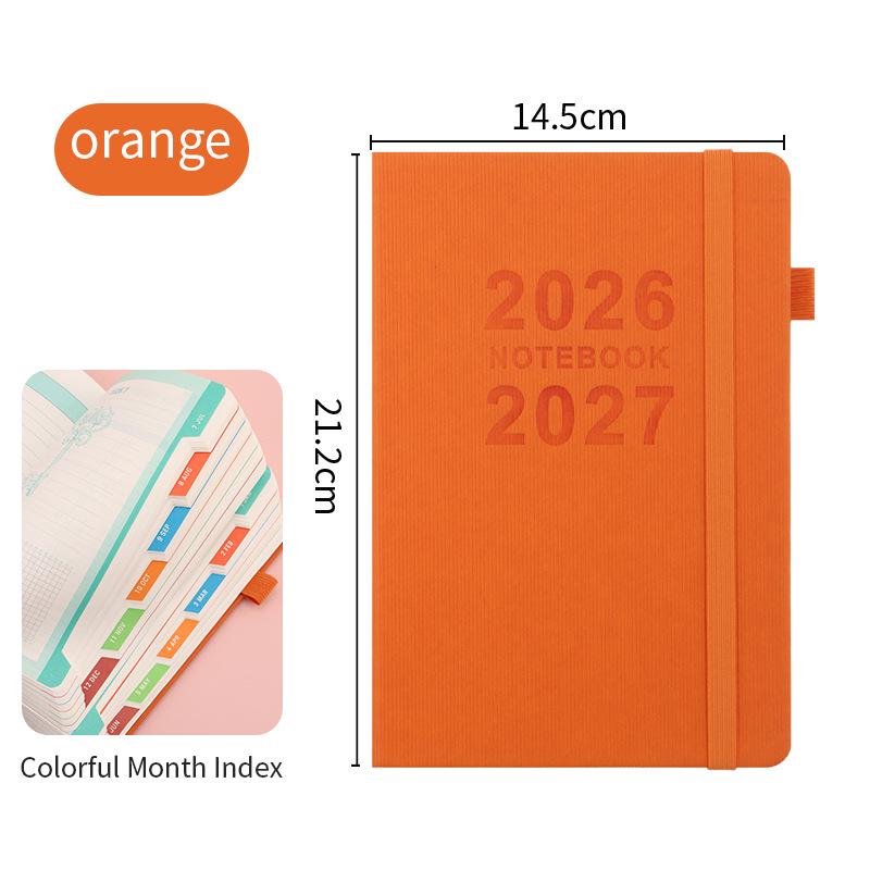 2026 Přeshraniční anglický diář s gumičkou: Roční kalendář, Týdenní plánovač, 365denní efektivní zápisník