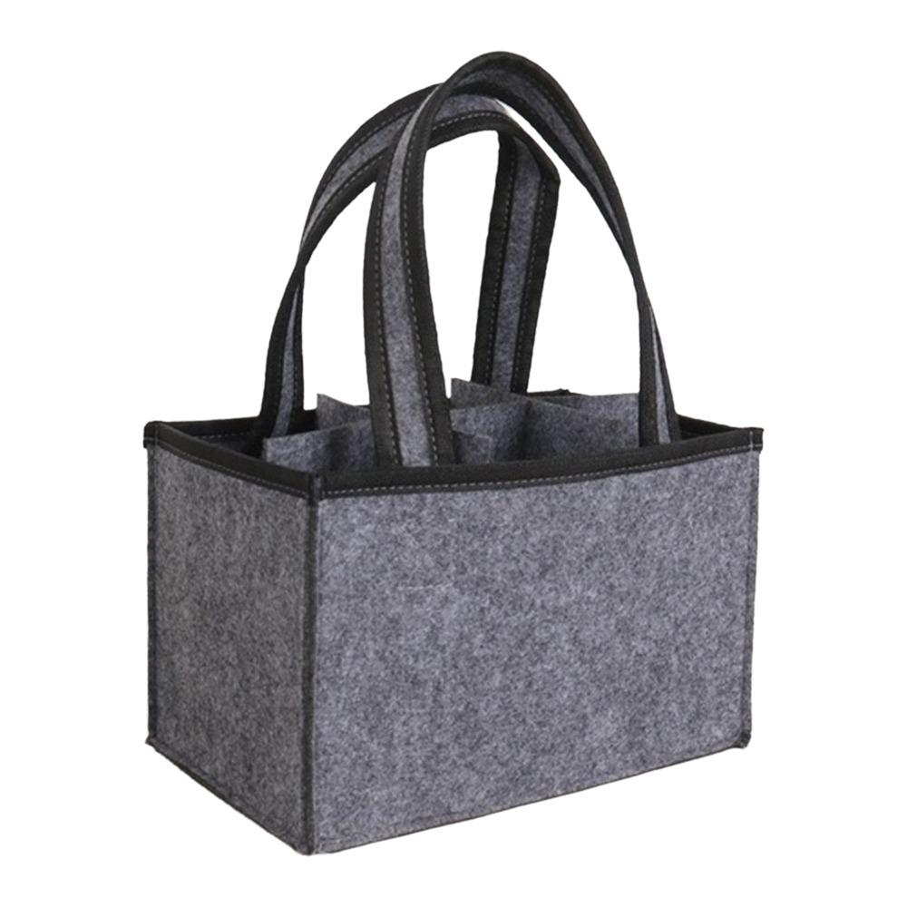 Washable Wine Bottle Carrier with Handle Felt Bottle Holder Wine Bottle Holder Bag Camping 9.06x5.91x5.91 in серый