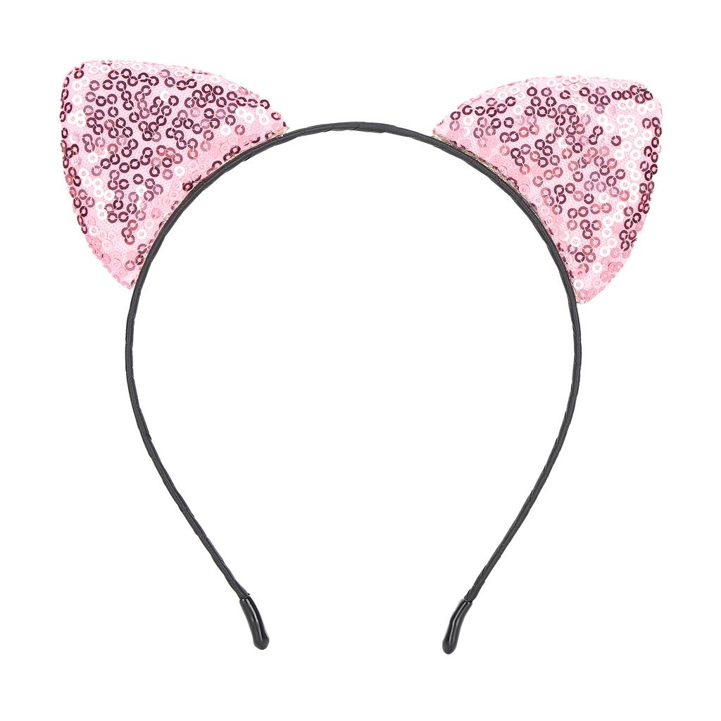 Reversible Sequin Cat Ears Headband Shiny Cat Ear Hair Hoops Women S Kitty Hair AccessoriesPink