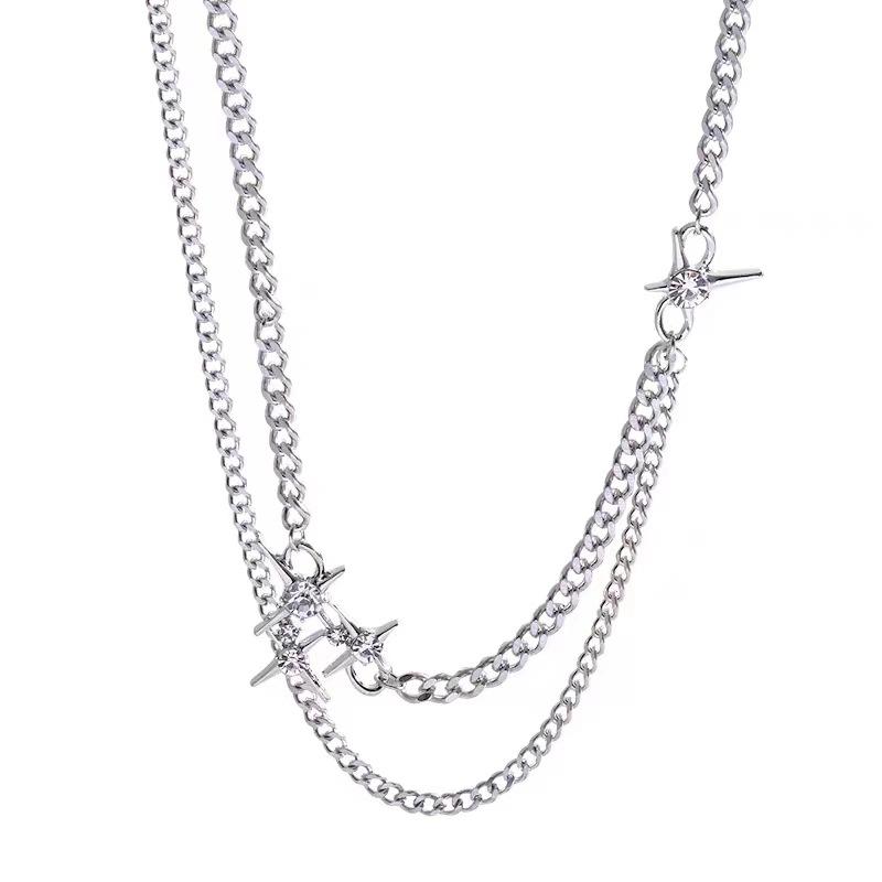 Simple High-Grade Mango Zircon Double-Layer Stacked Necklace, Must-Have Collarbone Chain For Female Tide Sweet And Cool Babes