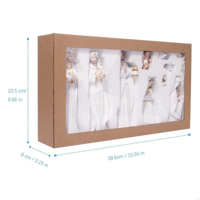62KD Jesus Nativity Statue Christmas Manger Decoration Set Wisemen Figurine Christian