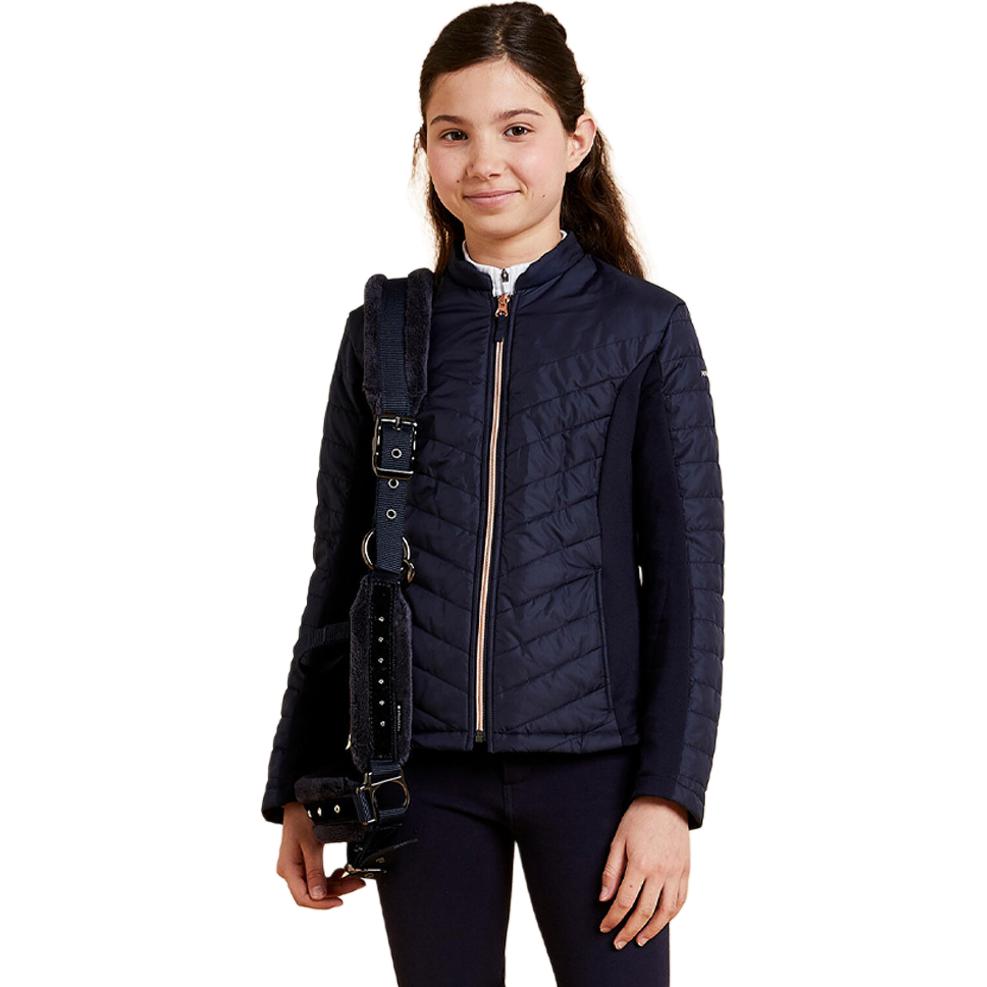 DECATHLON 500 Series Solid Colour Stand Collar Zipper Warm Long Sleeve Cotton Jacket Dark Blue Children's Model