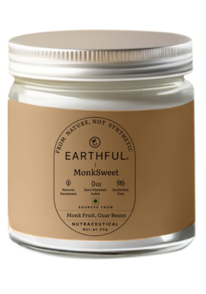 Earthful MonkSweet | Erythritol-Free Monk Fruit Sweetener Powder - Natural Sugar Substitute, Zero Calorie | Gut-Friendly Diabetic & Keto Blend | Gu