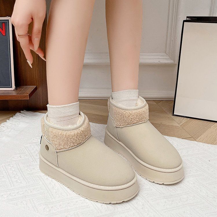 Winter Snow Boots Women's 2025 New Korean Version Velvet Short Tube Thick-soled Short Boots Female Students Fashion Warm Cotton Boots