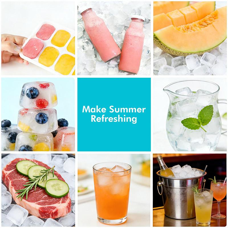 14 Square Ice Cubes With Lids 4 Boxes Of Stackable Silicone Ice Cubes Molds Homemade Ice Cube Tool Kitchenware Summer Gadgets