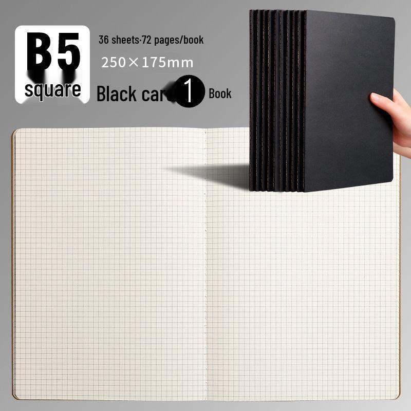 B5 Student Notebook: White, Kraft Paper, Stitched Binding, Blank, Lined, Grid Options