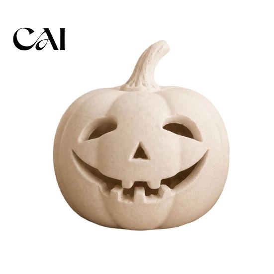Thanksgiving Table Centerpieces Pumpkin Lantern Ornament, Resin Hollow Tabletop Figurine, Lighted Figurines Decorative for Halloween And Farmhouse