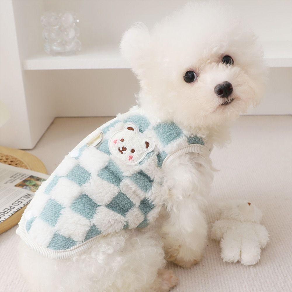 Cartoon Dog Jacket Coat Thickened Puppy Vest Coat Cute Plush Puppy Vest  For Winter and Autumn