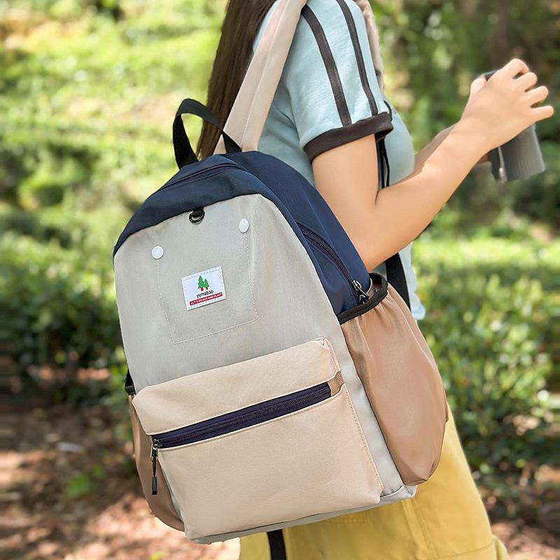 Schoolbag Korean version ins casual versatile backpack schoolbag new contrasting color niche large-capacity backpack primary school girls schoolbag