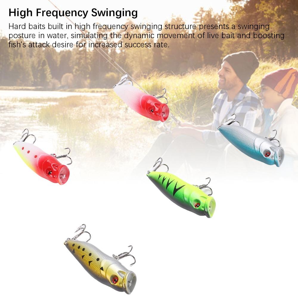 5PCS With Hook Fishing Popper Lures 6.5cm 9g Fishing Lures Fishing Bait Set For Bass Fishing