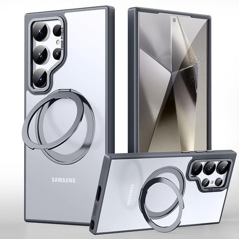 

Магнітний кронштейн 360° Чохол для телефону з бездротовою зарядкою для Samsung S25 Ultra та S24 Ultra S22 Ultra сірий колір