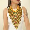 1920s Necklace Earrings Set Wood Ear Studs Elegant Tassel Necklace  Evening