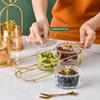 Nordic Luxury Glass Tableware Small Fruit Dessert Snack Serving Bowls with Dustproof Lid Household Party Food Serving Plates