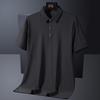 Ice Silk Polo Shirt Men's Short Sleeve Large Thin T-shirt Cool Relaxed Polo Neck Half Sleeve T-shirt Solid Color Shirt