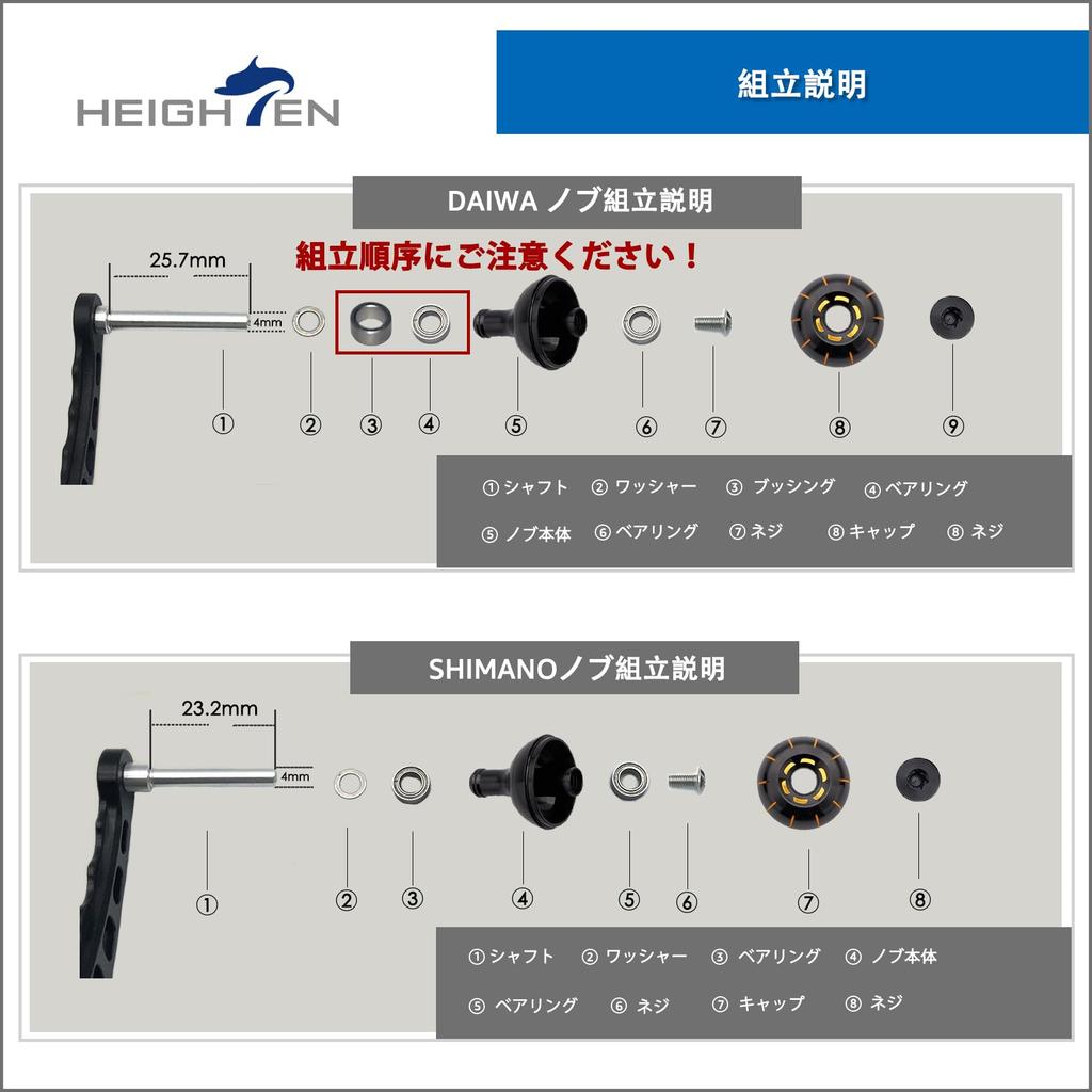 HEIGHTEN 38mm Reel Handle Knob, Compatible with Shimano, Daiwa, Type A, and Type S Gear Series (Gold & Black) (889)