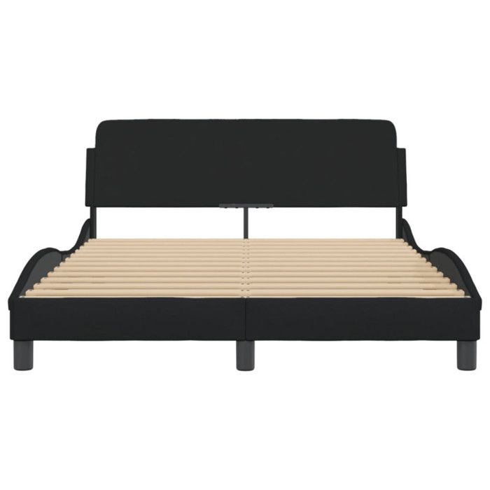 VidaXL Bed Frames with Headboard, Upholstered Bed with Slat Base, Single Bed with Footboard for Bedroom, Black 373147