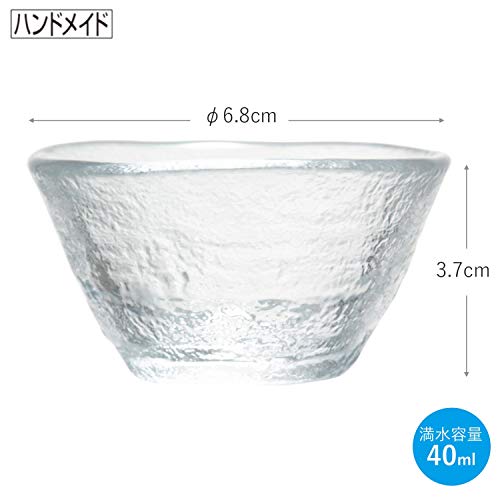 Toyo Sasaki Glass Sake Glasses, 40ml, Set of 6, Made In Japan, Ochoko (Choko), Commercial-Grade Glassware, WA57