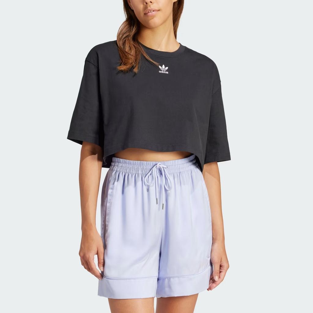 Adidas Originals Essentials Crop Top With Logo Embroidery Women Tops Black IT9887