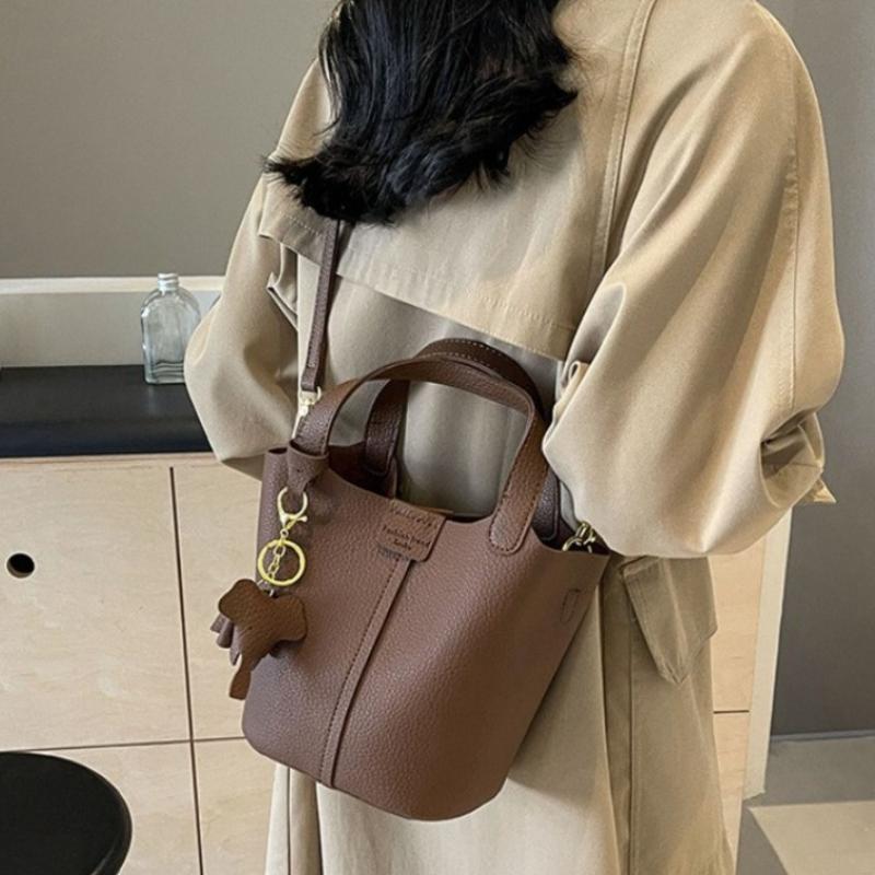 Damen PU-Leder Eimer Tasche Modisch Französisch Nische Designer Große Kapazität Vielseitig Pendler Crossbody Tasche Reise Tragetasche